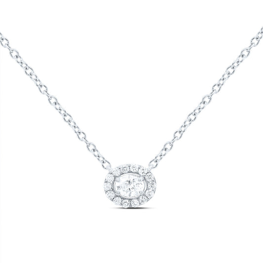 14kt White Gold 1/5 Cttw Diamond Fashion Oval Necklace, Length: 18 Inch