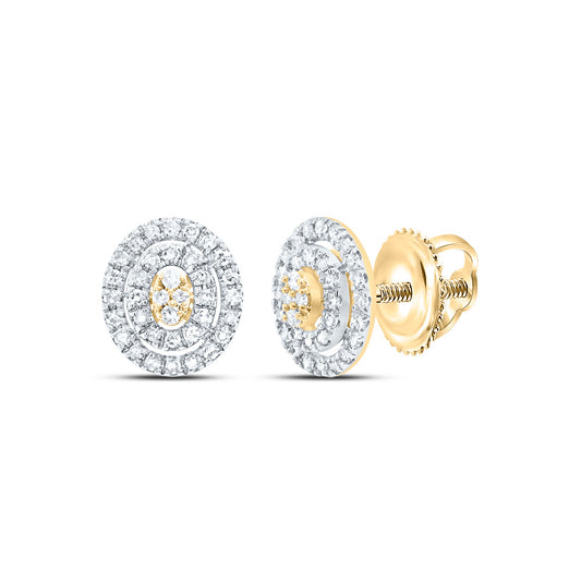 10kt Yellow Gold 1/5 Cttw Diamond Oval Stud Earring