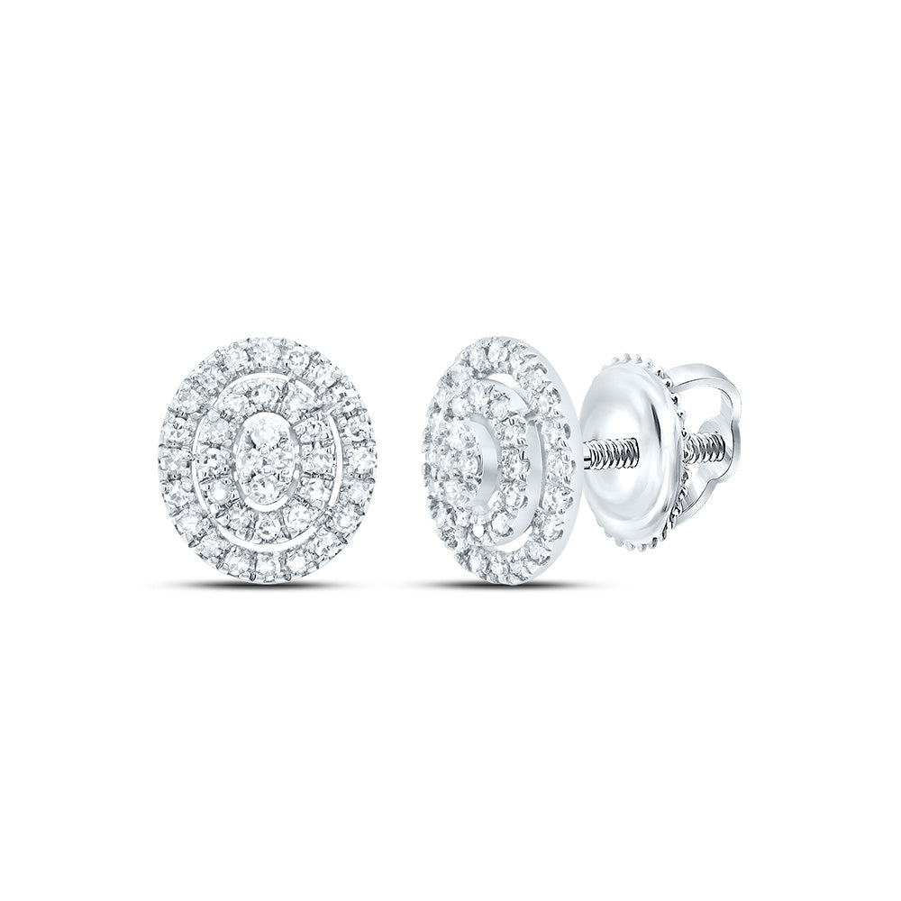 10kt White Gold 1/5 Cttw Diamond Oval Stud Earring