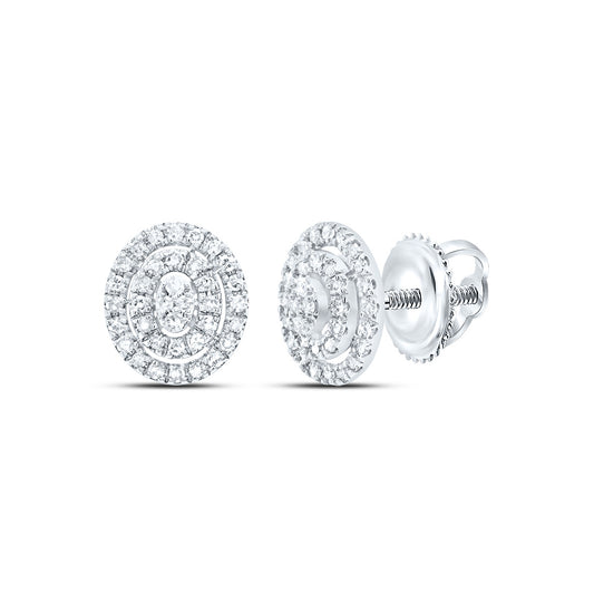 10kt White Gold 1/5 Cttw Diamond Oval Stud Earring