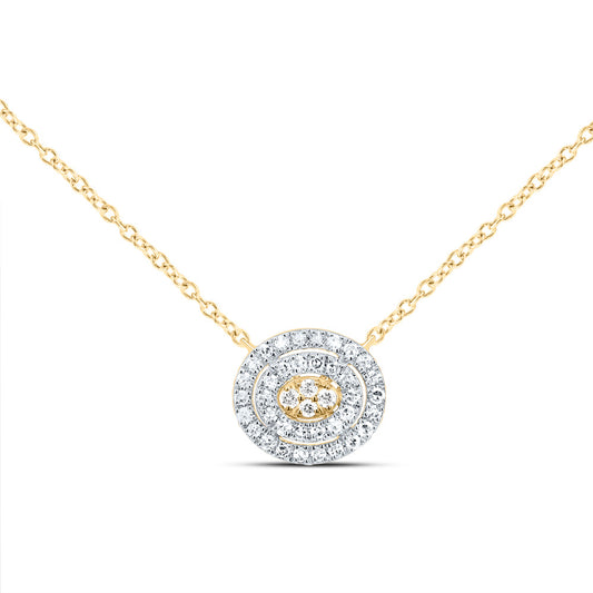 10kt Yellow Gold 1/6 Cttw Diamond Oval Necklace, Length: 18 Inch