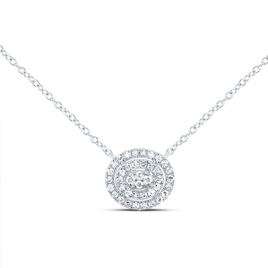 10kt White Gold 1/6 Cttw Diamond Oval Necklace, Length: 18 Inch