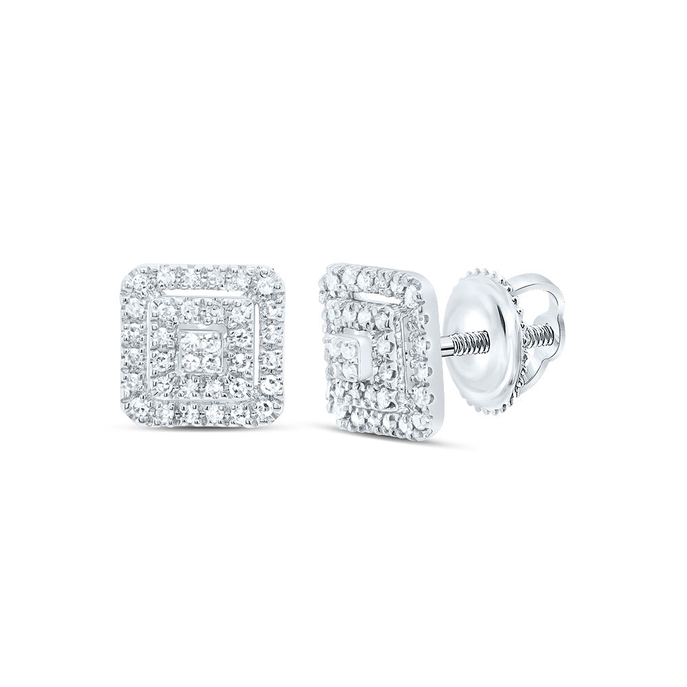 10kt White Gold 1/5 Cttw Diamond Square Stud Earring