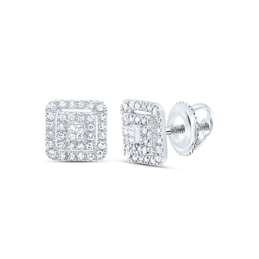 10kt White Gold 1/5 Cttw Diamond Square Stud Earring