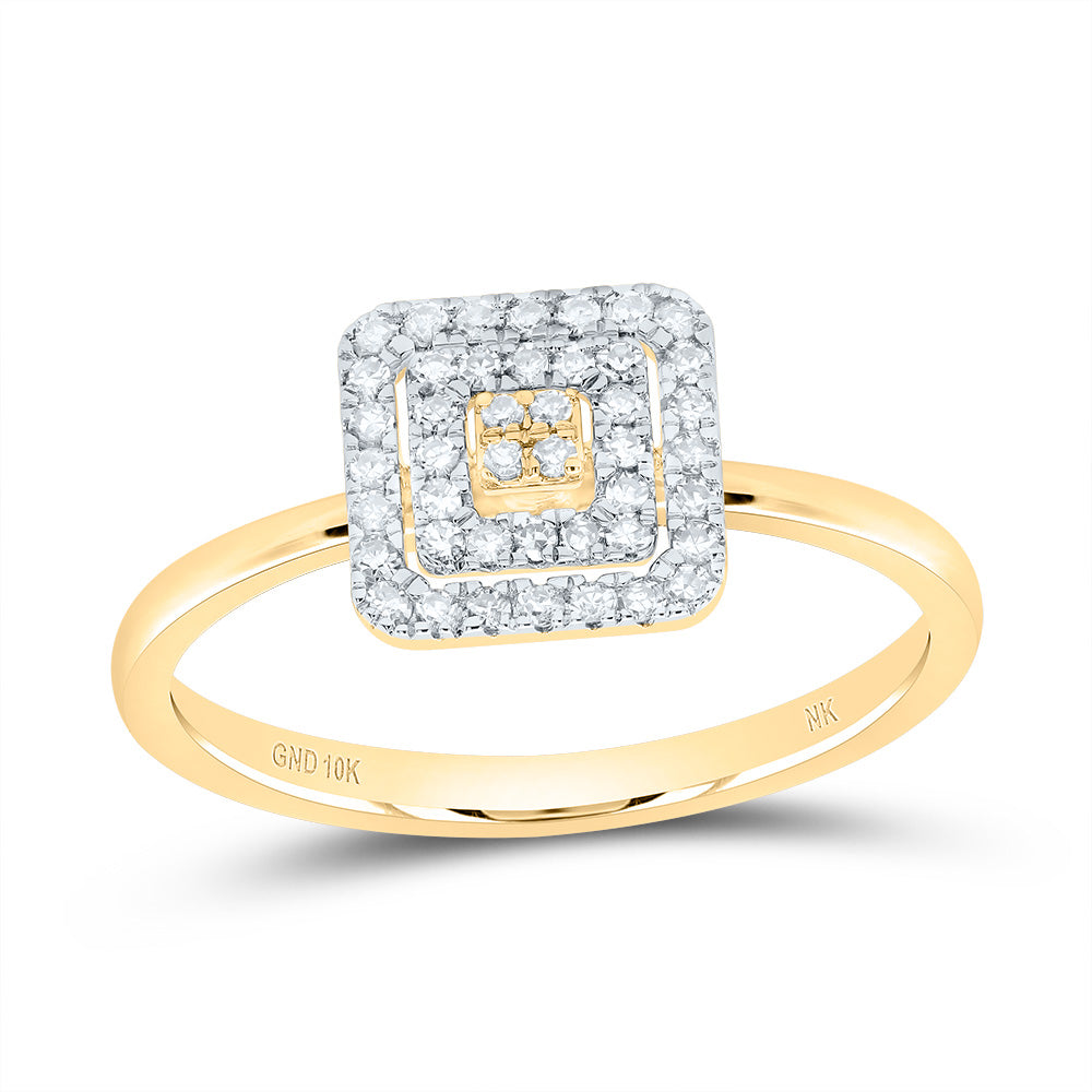 10kt Yellow Gold 1/5 Cttw Diamond Square Wedding Engagement Anniversary Ring, Women Size: 5-9