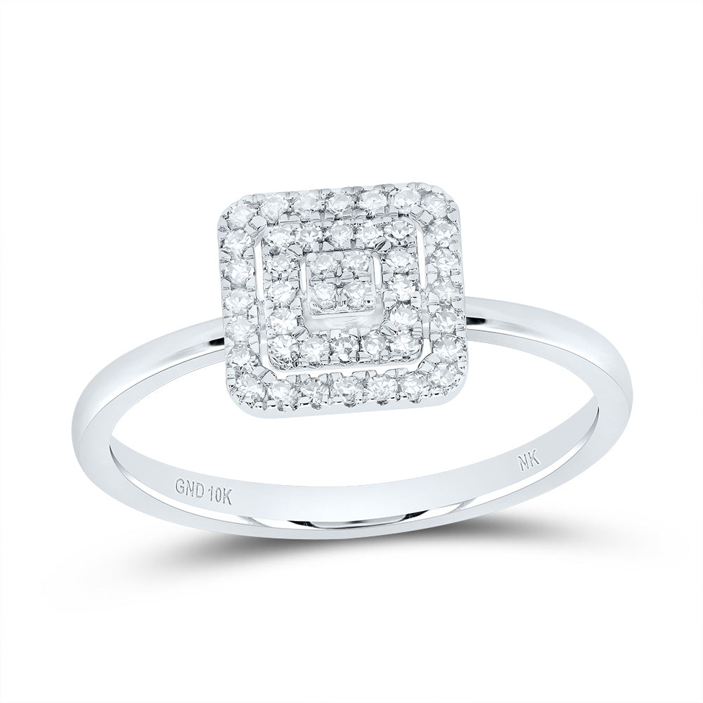 10kt White Gold 1/5 Cttw Diamond Square Wedding Engagement Anniversary Ring, Women Size: 5-9
