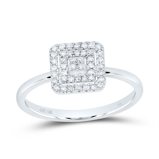10kt White Gold 1/5 Cttw Diamond Square Wedding Engagement Anniversary Ring, Women Size: 5-9