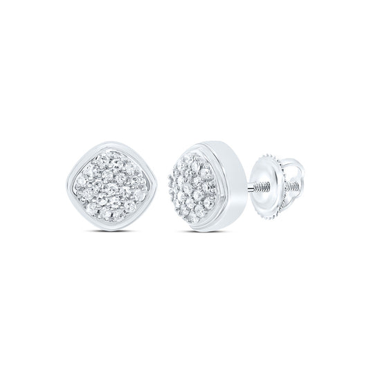 10kt White Gold 1/10 Cttw Diamond Cushion Stud Earring