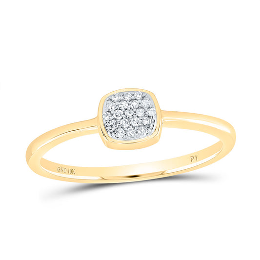 10kt Yellow Gold 1/20 Cttw Diamond Cushion Wedding Engagement Anniversary Ring, Women Size: 5-9