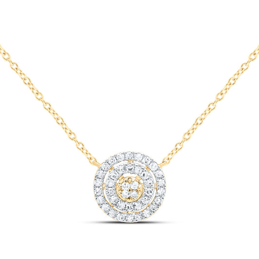 10kt Yellow Gold 1/6 Cttw Diamond Round Necklace, Length: 18 Inch