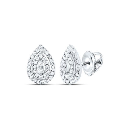 10kt White Gold 1/5 Cttw Diamond Pear Stud Earring