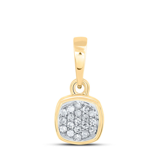10kt Yellow Gold 1/20 Cttw Diamond Cushion Pendant