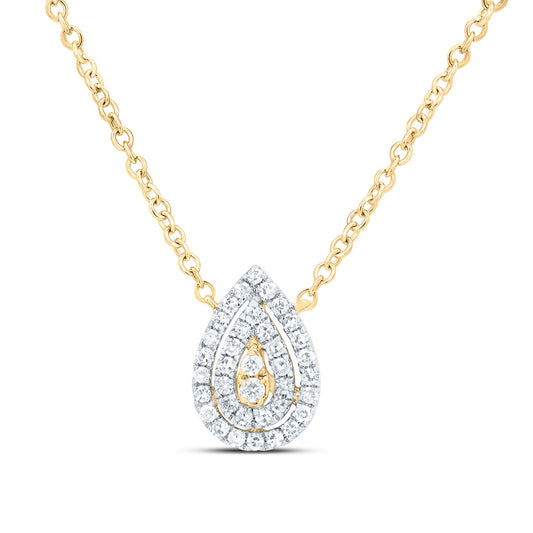 10kt Yellow Gold 1/6 Cttw Diamond Pear Necklace, Length: 18 Inch