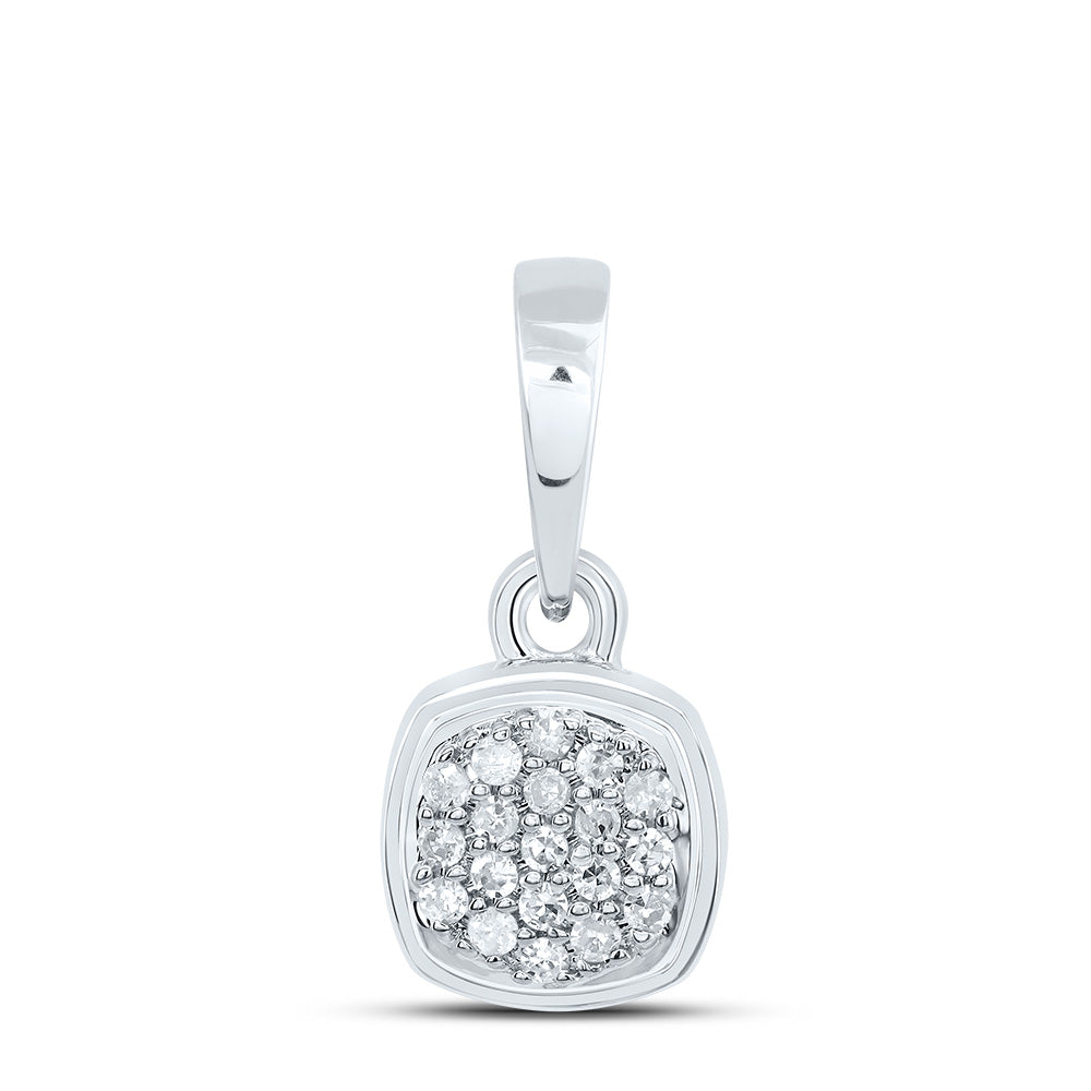 10kt White Gold 1/20 Cttw Diamond Cushion Pendant