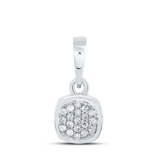 10kt White Gold 1/20 Cttw Diamond Cushion Pendant