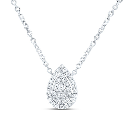 10kt White Gold 1/6 Cttw Diamond Pear Necklace, Length: 18 Inch