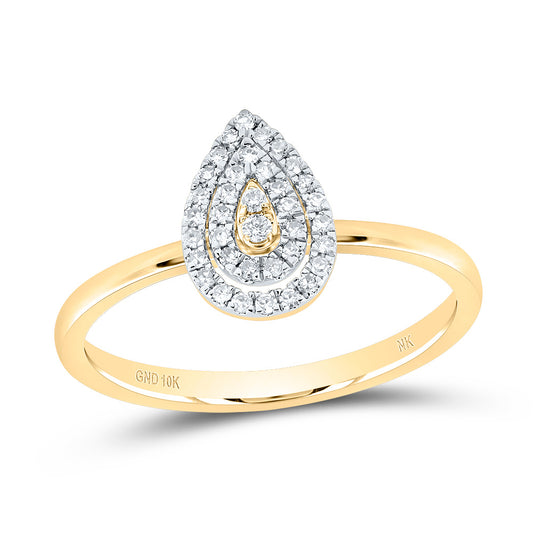 10kt Yellow Gold 1/6 Cttw Diamond Pear Wedding Engagement Anniversary Ring, Women Size: 5-9