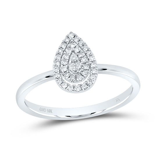 10kt White Gold 1/6 Cttw Diamond Pear Wedding Engagement Anniversary Ring, Women Size: 5-9