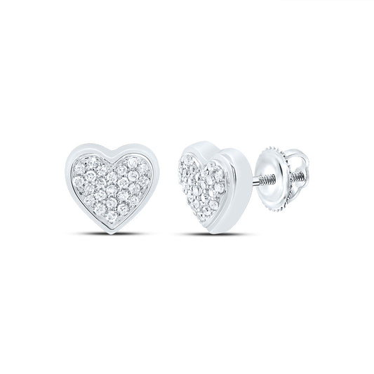 10kt White Gold 1/8 Cttw Natural Diamond Heart Stud Earring