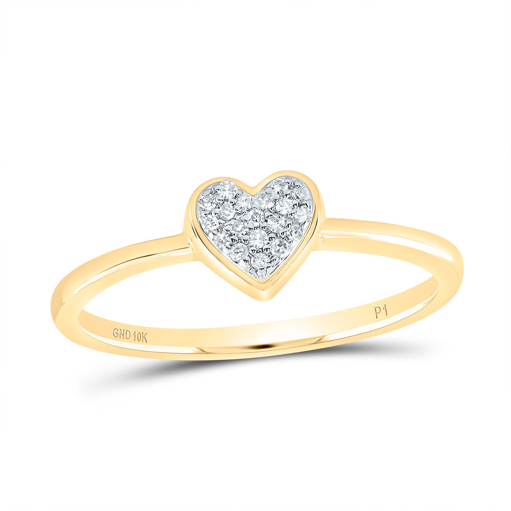 10kt Yellow Gold 1/20 Cttw Natural Diamond Heart Wedding Engagement Anniversary Ring, Women Size: 5-9