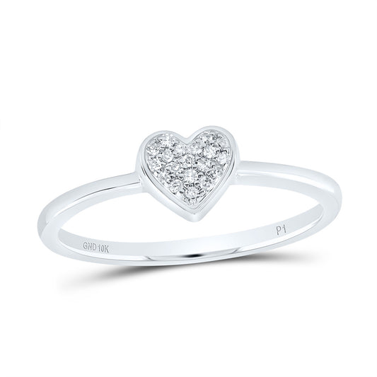 10kt White Gold 1/20 Cttw Natural Diamond Heart Wedding Engagement Anniversary Ring, Women Size: 5-9