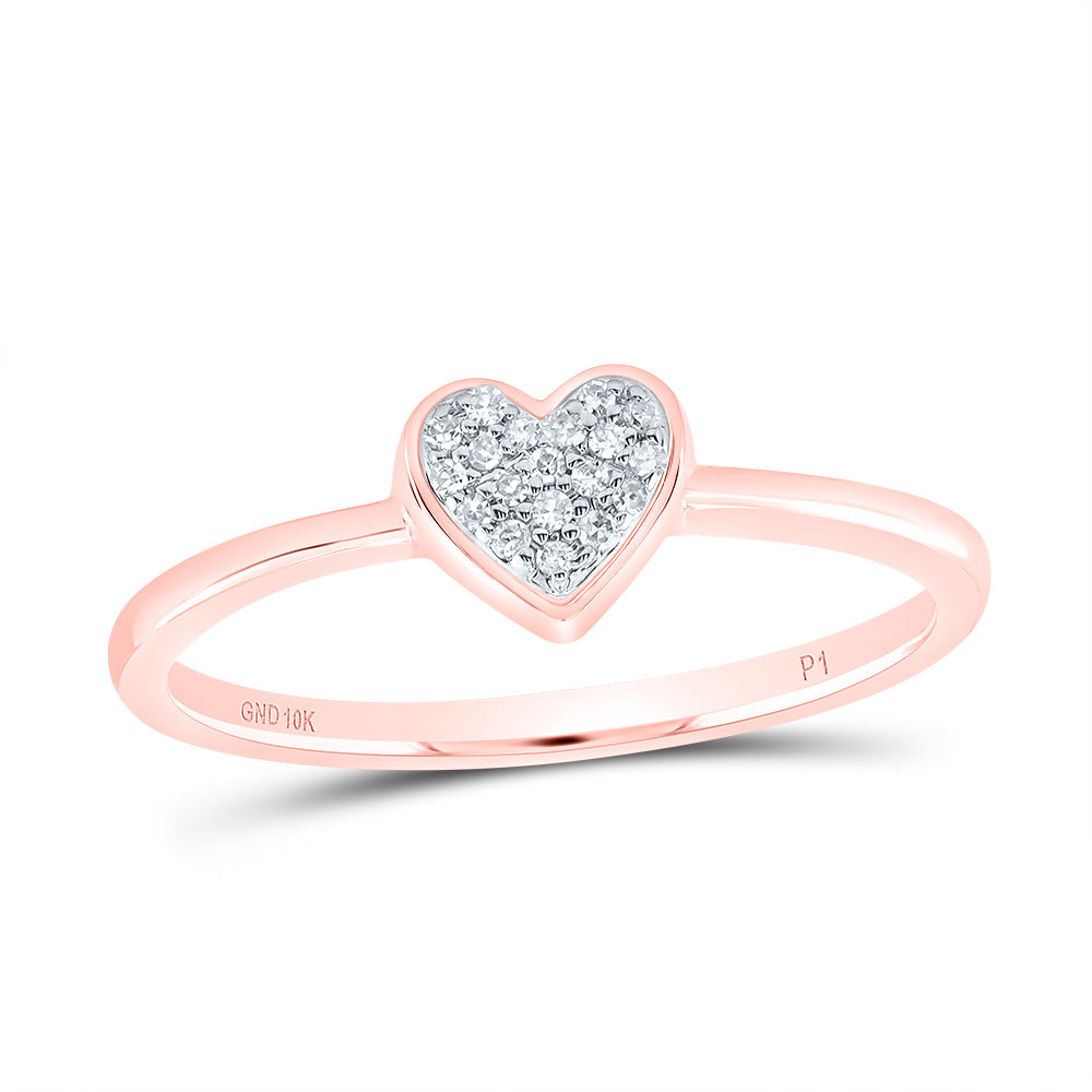 10kt Rose Gold 1/20 Cttw Natural Diamond Heart Wedding Engagement Anniversary Ring, Women Size: 5-9