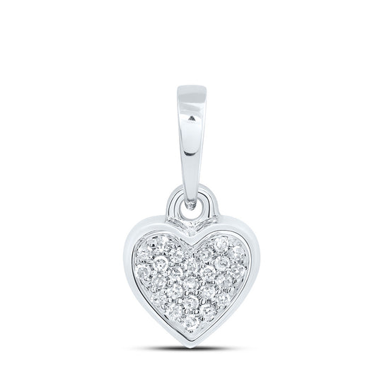 10kt White Gold 1/20 Cttw Natural Diamond Heart Pendant