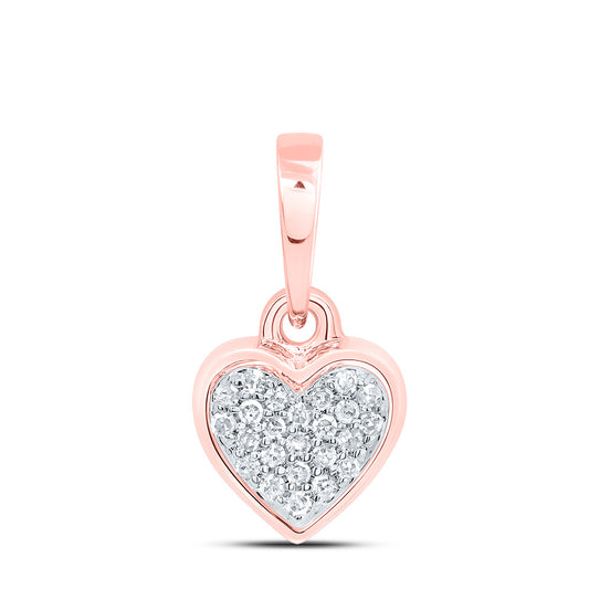 10kt Rose Gold 1/20 Cttw Natural Diamond Heart Pendant