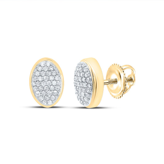 10kt Yellow Gold 1/5 Cttw Diamond Oval Stud Earring