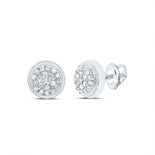 10kt White Gold 1/10 Cttw Diamond Round Stud Earring
