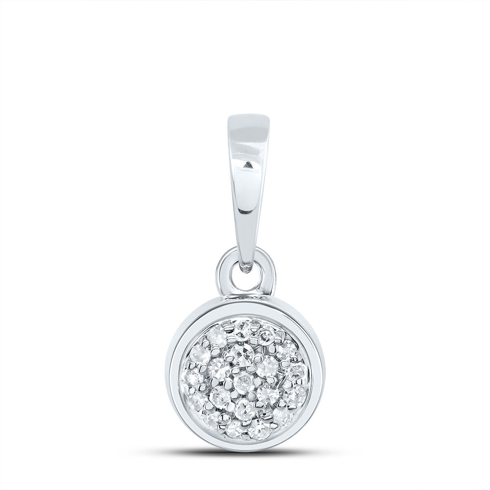 10kt White Gold 1/20 Cttw Diamond Round Pendant