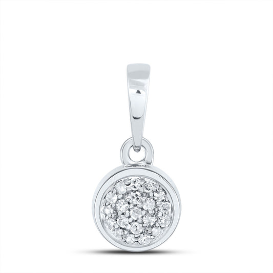 10kt White Gold 1/20 Cttw Diamond Round Pendant