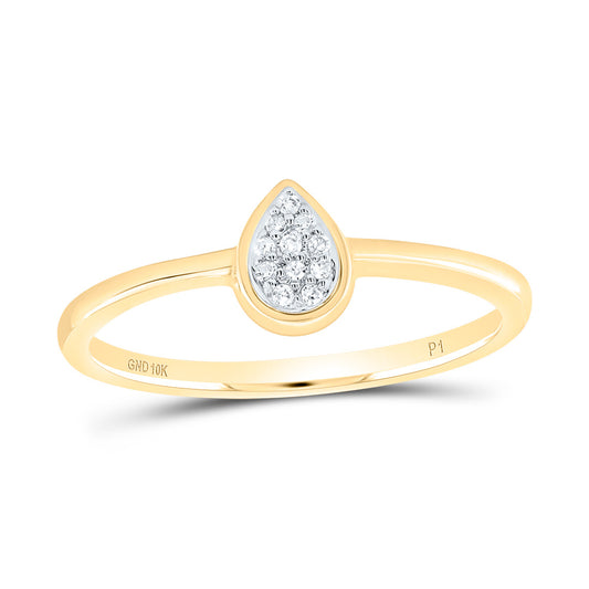10kt Yellow Gold 0.03 Cttw Diamond Pear Wedding Engagement Anniversary Ring, Women Size: 5-9