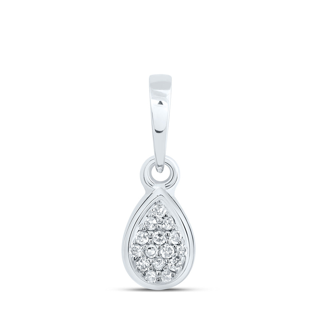 10kt White Gold 1/20 Cttw Diamond Pear Pendant