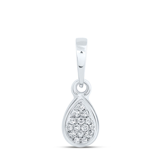 10kt White Gold 1/20 Cttw Diamond Pear Pendant