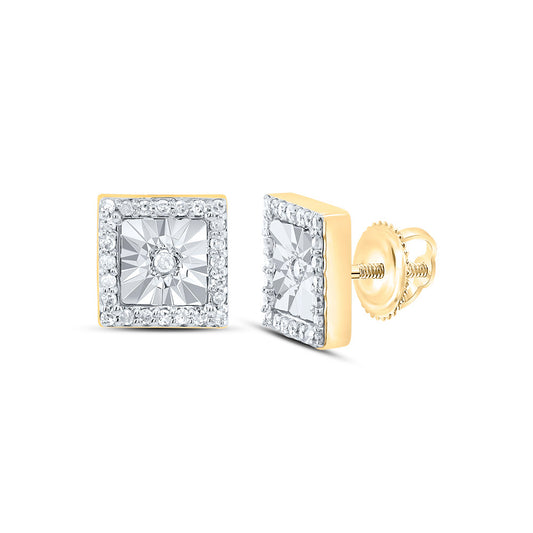 10kt Yellow Gold 1/8 Cttw Diamond Square Stud Earring