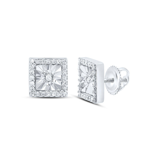10kt White Gold 1/8 Cttw Diamond Square Stud Earring