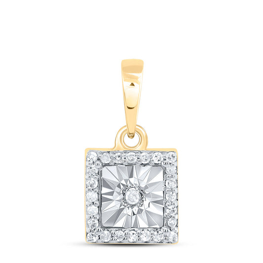 10K Yellow Gold 1/12 Ctw Diamond Square Pendant