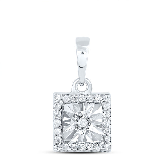 10kt White Gold 1/12 Cttw Diamond Square Pendant