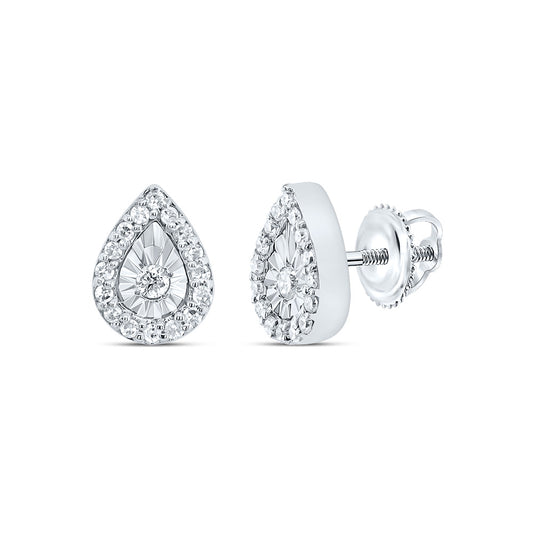 10kt White Gold 1/10 Cttw Diamond Pear Stud Earring