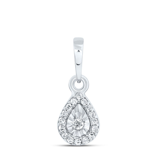 10kt White Gold 1/20 Cttw Diamond Pear Pendant