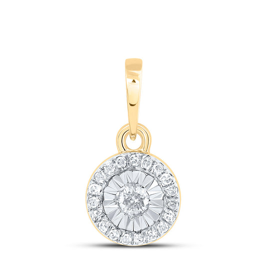 10kt Yellow Gold 1/10 Cttw Diamond Round Pendant