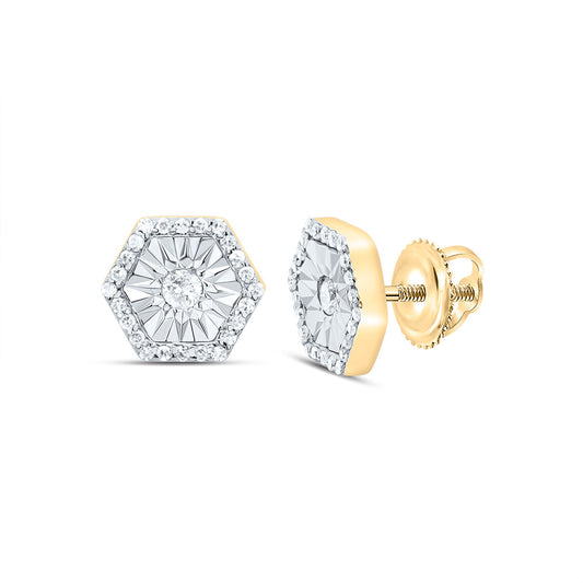 10kt Yellow Gold 1/5 Cttw Diamond Hexagon Stud Earring
