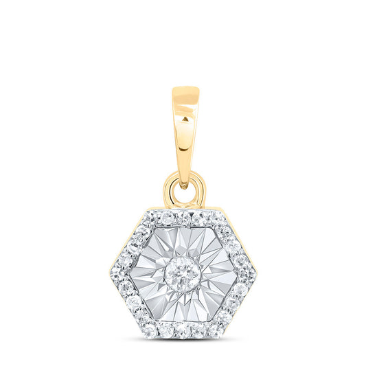 10kt Yellow Gold 1/10 Cttw Diamond Hexagon Pendant