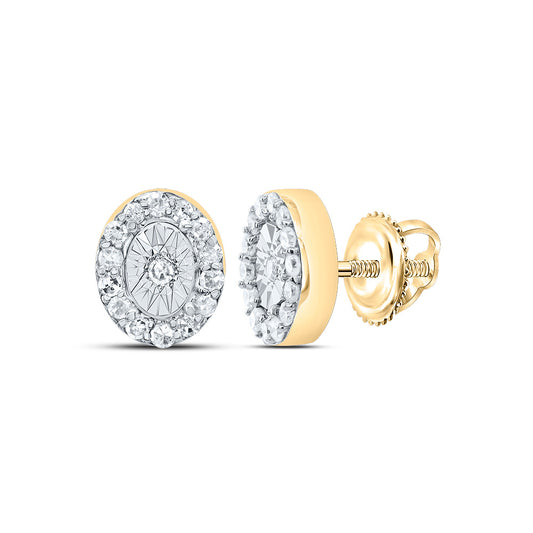 10kt Yellow Gold 1/6 Cttw Diamond Oval Stud Earring