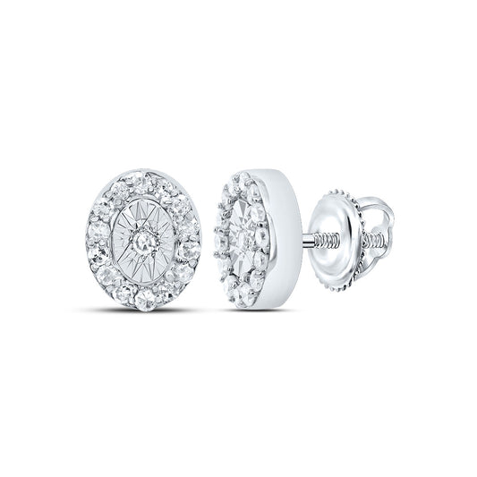 10kt White Gold 1/6 Cttw Diamond Oval Stud Earring
