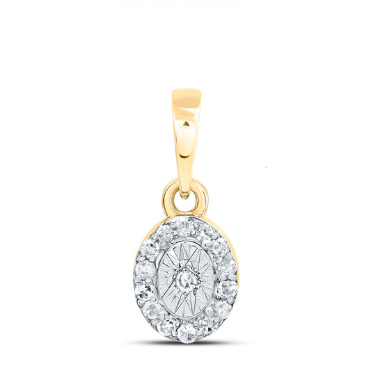 10kt Yellow Gold 1/12 Cttw Diamond Oval Pendant