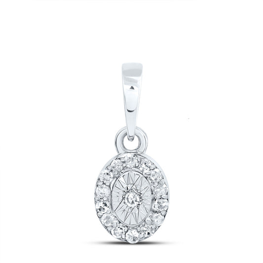 10kt White Gold 1/12 Cttw Diamond Oval Pendant