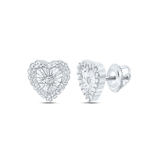 10kt White Gold 1/8 Cttw Natural Diamond Heart Stud Earring