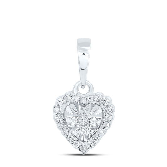 10kt White Gold 1/20 Cttw Natural Diamond Heart Pendant